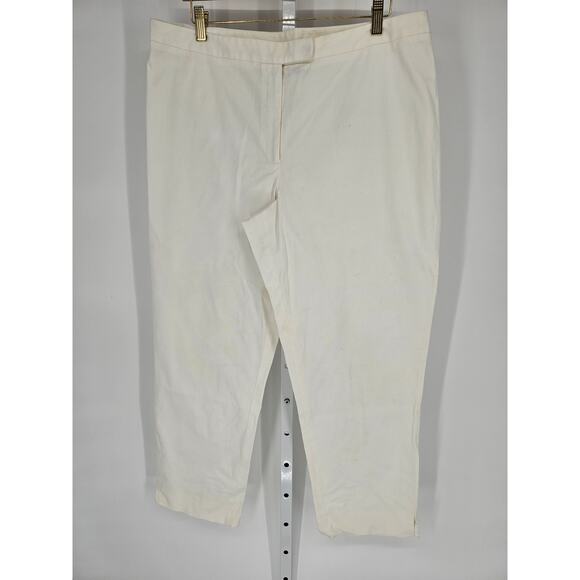 Anne Klein Women's Mid Rise White Elastic Waist Button Straight Leg Pant Size 16 - Picture 1 of 4